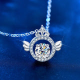 Angel Wing Mosan Diamond Necklace 925 Sterling Silver Platinum Collar Chain