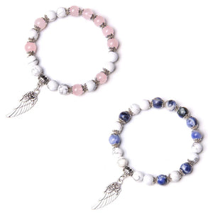 Angel Wing Stretch Stone Bracelet Heartfelt Thank You Friendship Bead Bracelet