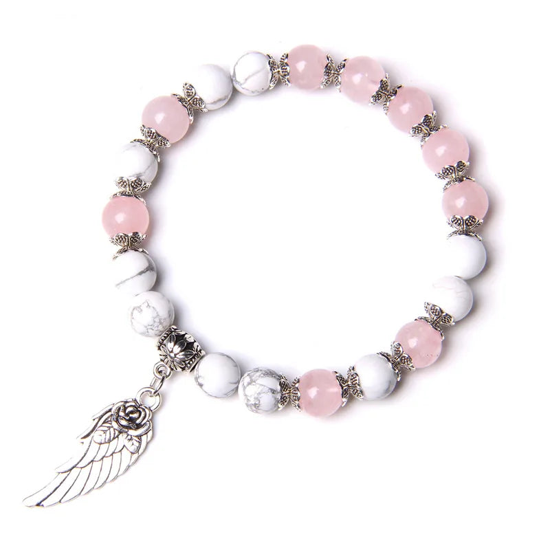 Angel Wing Stretch Stone Bracelet Heartfelt Thank You Friendship Bead Bracelet