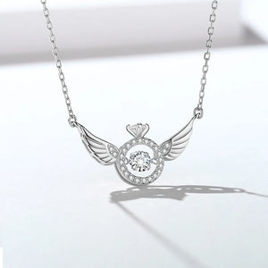 Angel Wings Heart Necklace Silver Plated High-end Birthday Gift