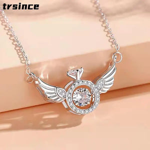 Angel Wings Heart Necklace Silver Plated High-end Birthday Gift
