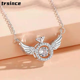 Angel Wings Heart Necklace Silver Plated High-end Birthday Gift