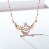 Angel Wings Heart Necklace Silver Plated High-end Birthday Gift