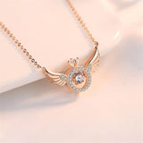 Angel Wings Heart Necklace Silver Plated High-end Birthday Gift