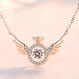 Angel Wings Heart Necklace Silver Plated High-end Birthday Gift