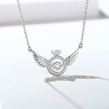 Angel Wings Heart Necklace Silver Plated High-end Birthday Gift