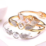 Zircon Angel Wings Bracelet for Women Stainless Steel Bangle