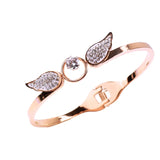 Zircon Angel Wings Bracelet for Women Stainless Steel Bangle