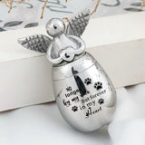 Angel Wings Charm Cremation Urn Necklace - Pet Paw Keepsake Urn