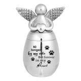 Angel Wings Charm Cremation Urn Necklace - Pet Paw Keepsake Urn