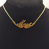 Angel Wings Name Necklace with Birthstone Nameplate Pendant