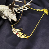 Angel Wings Name Necklace with Birthstone Nameplate Pendant