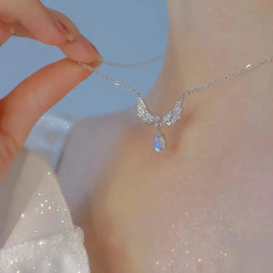 Angel Wings Moonstone Necklace Vintage Jewelry Egirl Harajuku Y2K