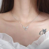 Angel Wings Moonstone Necklace Vintage Jewelry Egirl Harajuku Y2K