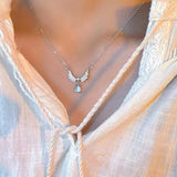 Angel Wings Moonstone Necklace Vintage Jewelry Egirl Harajuku Y2K