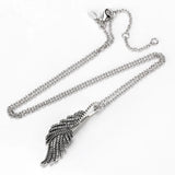 925 Silver Angel Wings CZ Feather Pendant Necklace Women Jewelry