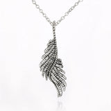 925 Silver Angel Wings CZ Feather Pendant Necklace Women Jewelry