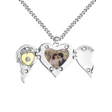 Angel Wings Locket Necklace Pendant Gift for Women Photo Locket Keepsake Jewelry