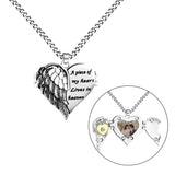 Angel Wings Locket Necklace Pendant Gift for Women Photo Locket Keepsake Jewelry