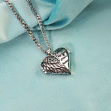 Angel Wings Locket Necklace Pendant Gift for Women Photo Locket Keepsake Jewelry