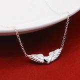 Angel Wings Charm Necklace 925 Sterling Silver Sweet Beauty Accessory