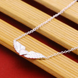 Angel Wings Charm Necklace 925 Sterling Silver Sweet Beauty Accessory