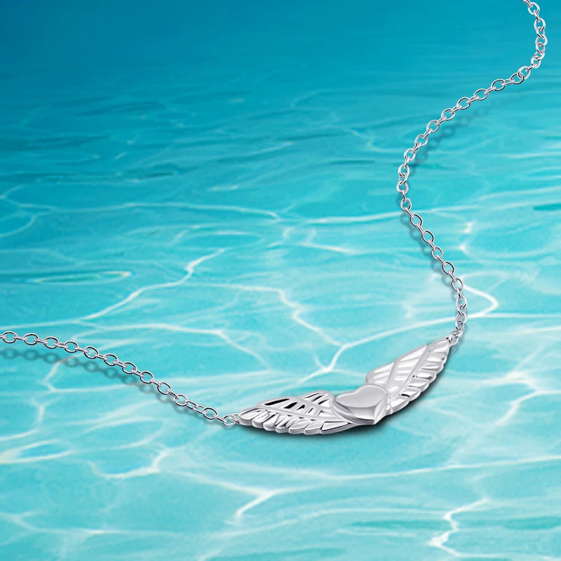 Angel Wings Charm Necklace 925 Sterling Silver Sweet Beauty Accessory