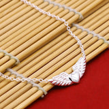 Angel Wings Charm Necklace 925 Sterling Silver Sweet Beauty Accessory