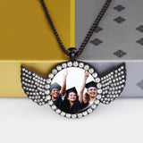Angel Wings Pendant Photo Necklace - Personalized Family Pet Photo Jewelry