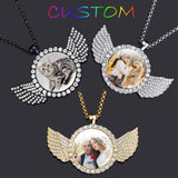 Angel Wings Pendant Photo Necklace - Personalized Family Pet Photo Jewelry