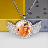 Angel Wings Pendant Photo Necklace - Personalized Family Pet Photo Jewelry