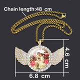 Angel Wings Pendant Photo Necklace - Personalized Family Pet Photo Jewelry