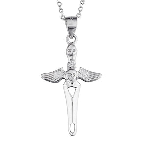 Angel & Demon Cross Pendant Necklace S925 Sterling Silver