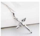 Angel & Demon Cross Pendant Necklace S925 Sterling Silver