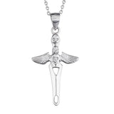 Angel & Demon Cross Pendant Necklace S925 Sterling Silver