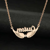 Angel Wings Stone Pendant Stainless Steel Necklace