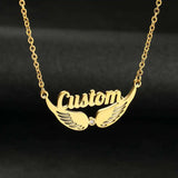 Angel Wings Stone Pendant Stainless Steel Necklace