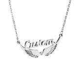 Angel Wings Stone Pendant Stainless Steel Necklace