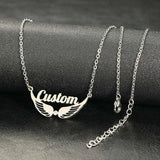 Angel Wings Stone Pendant Stainless Steel Necklace