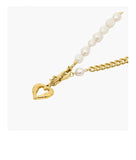 Angel Wings Hollow Heart Necklace Baroque Pearl Clavicle Chain