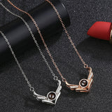 Angel Wings Photo Projection Necklace Pendant for Lover Girlfriend Romantic Gift