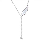 Angel Wing Necklace Pendent 925 Shell Tassel Chain Women Romantic Gift