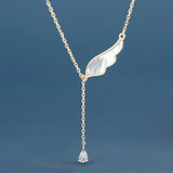 Angel Wing Necklace Pendent 925 Shell Tassel Chain Women Romantic Gift
