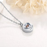 Personalized Angel Wings Round Urn Necklace for Ashes