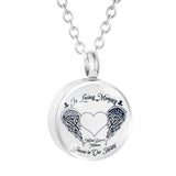 Personalized Angel Wings Round Urn Necklace for Ashes