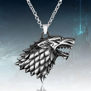 Angry Wolf Head Pendant Men's Necklace Metal Animal Accessories