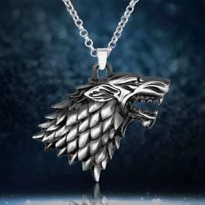 Angry Wolf Head Pendant Men's Necklace Metal Animal Accessories