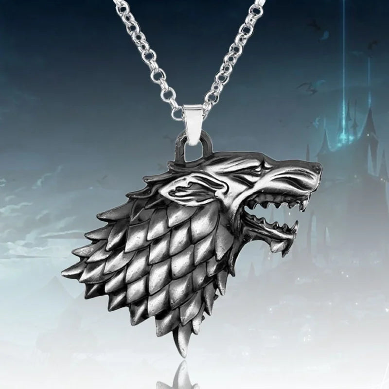 Angry Wolf Head Pendant Men's Necklace Metal Animal Accessories
