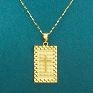 Anietna Ethiopian Style Jesus Cross Necklace 18K Plated Pendant Jewelry