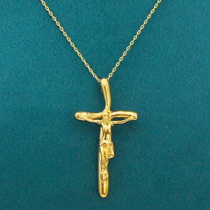 Anietna 18K Plated Jesus Cross Necklace Women/Men Catholic Jewelry